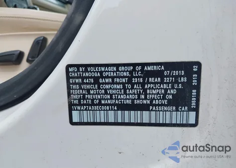 2014 Volkswagen Passat 2.5L Wolfsburg Edition from USA, damaged, VIN 1VWAP7A33EC008114